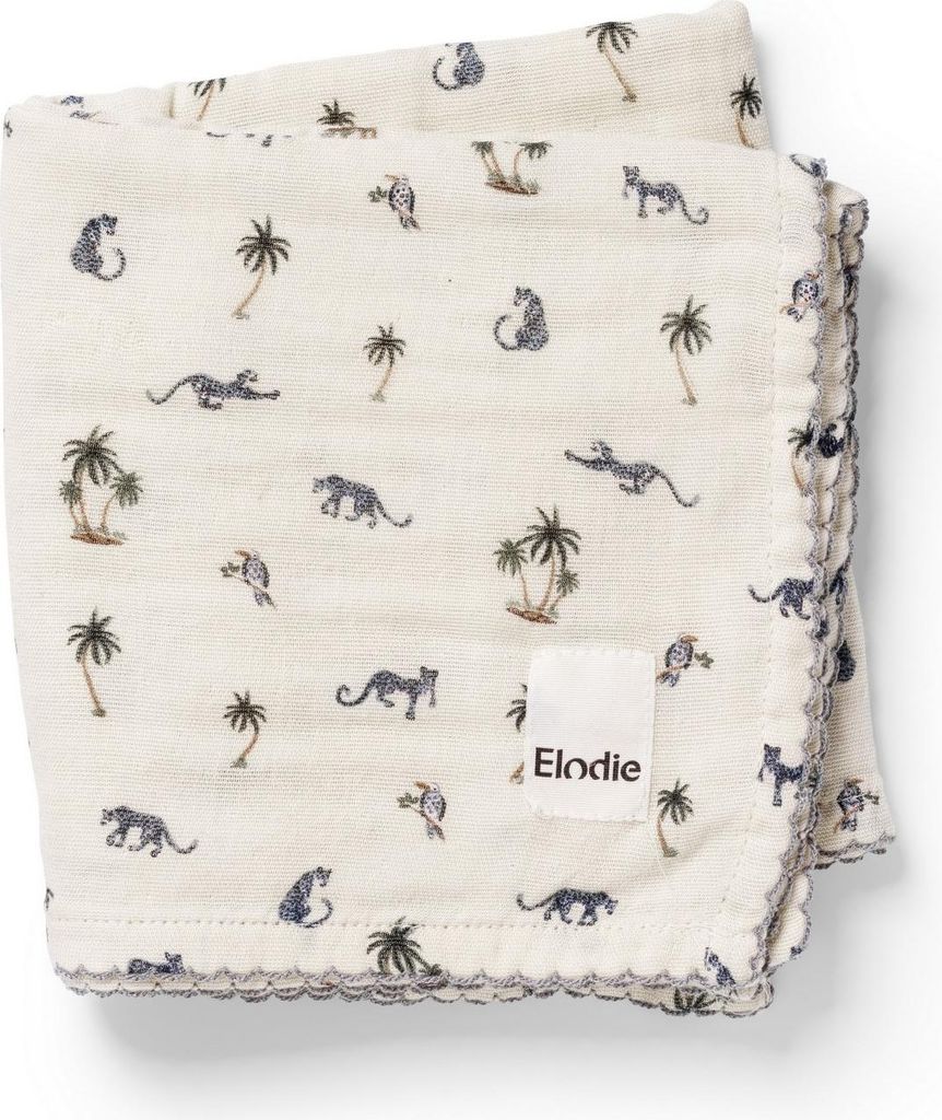 Elodie Musselin Decke - Garden Leo's Resort 80 x 80 cm - Material: 50% Bambus - 50% Baumwolle - waschbar bei 30°C – Babydecke