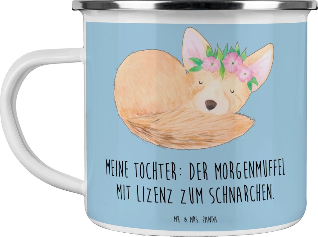 Mr. & Mrs. Panda Teetasse Tochter Morgenmuffel - Blau Pastell - Geschenk, Pott, Motivtasse, Familie, einzigartige Designs, Jubiläen, Emaille Tasse...