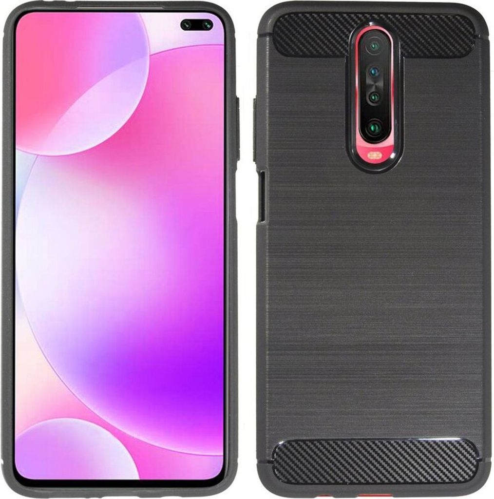 cofi1453 Silikon Hülle Carbon kompatibel mit XIAOMI REDMI K30 Case TPU Soft Handyhülle Cover Schutzhülle Schwarz