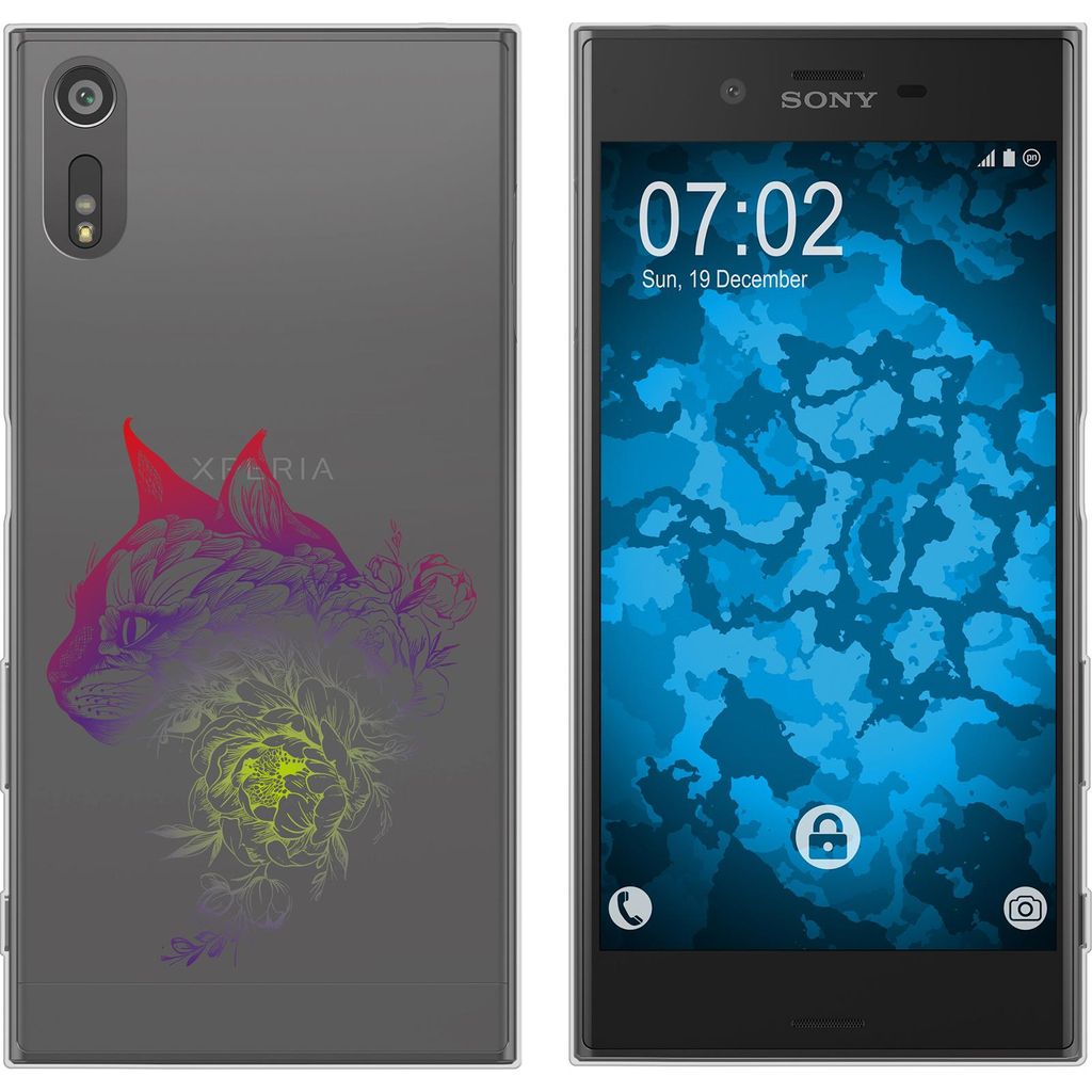 PhoneNatic Case kompatibel mit Sony Xperia XZs Silikon-Hülle Floral Katze M2-5