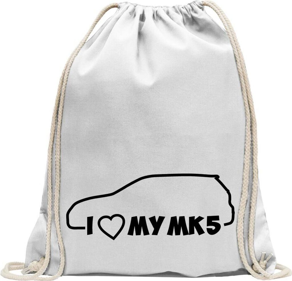 Kiwistar - Turnbeutel - weiss - I Love my MK5 - Fun Rucksack Sport Beutel Gymsack Baumwolle mit Ziehgurt