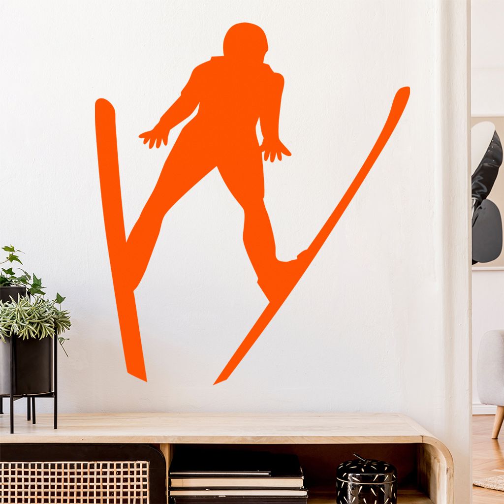 Skispringen Sportler Figur Wandtattoo Wandaufkleber Wall Sticker - Dekoration, Küche, Wohnzimmer, Schlafzimmer, Badezimmer