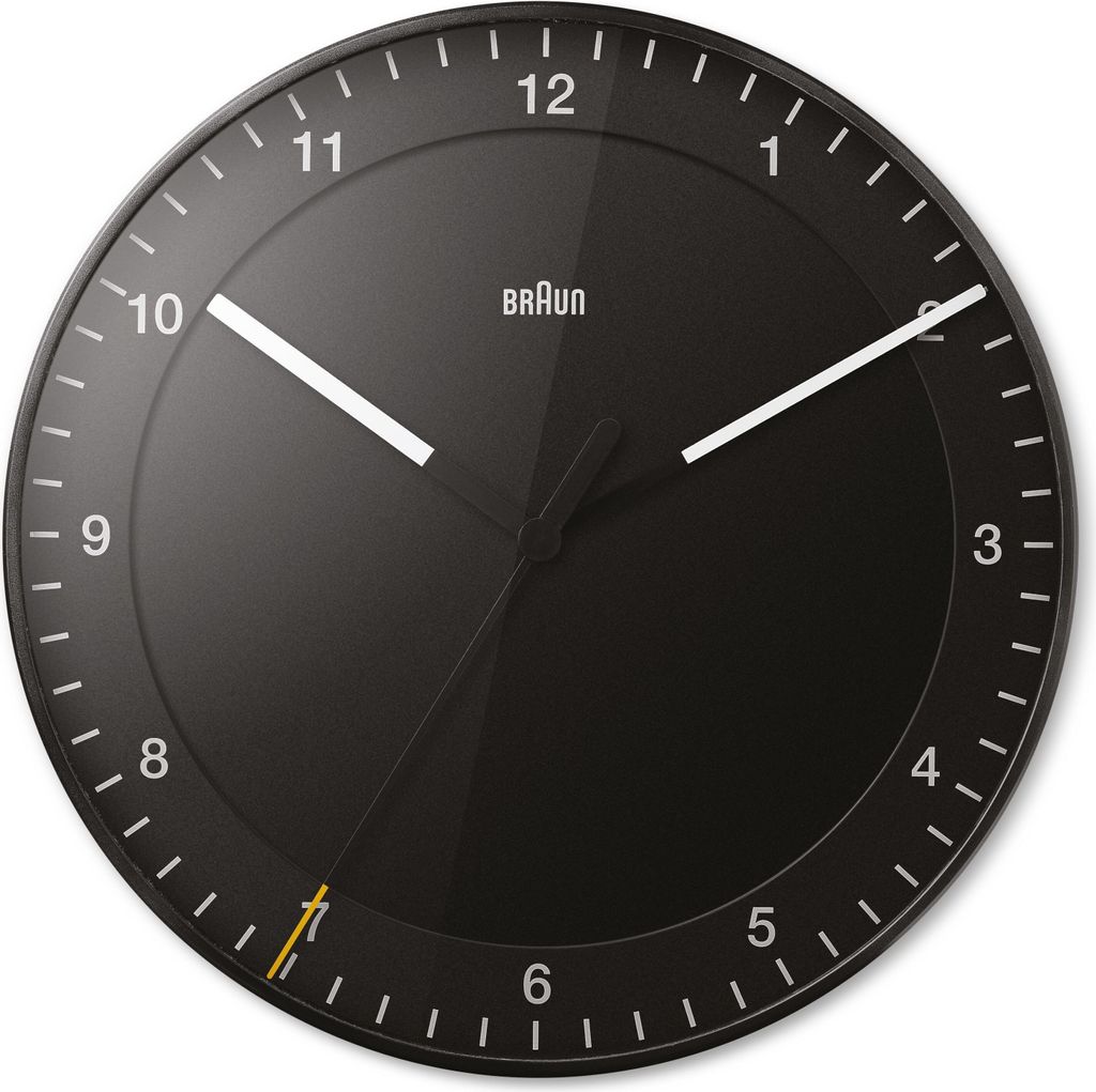 Braun Klassische Quarz-Wanduhr in Schwarz / präzises Produktbild 