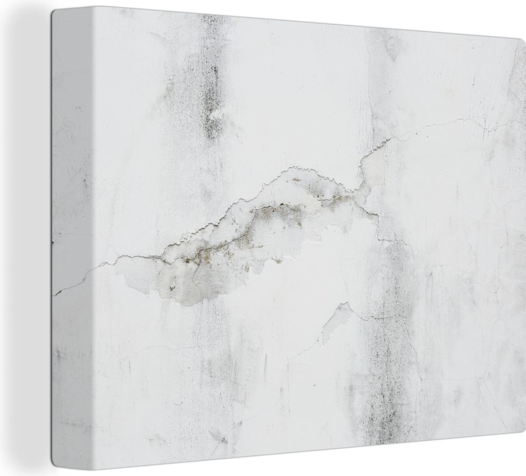MuchoWow - Leinwandbilder - Beton - Grau - Weiß, Wandbild, Wanddeko Bilder Wohnzimmer, 120x90 cm