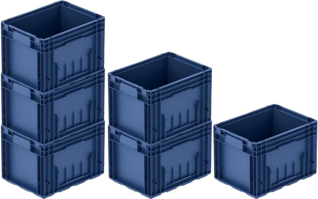 SuperSparSet 6x VDA KLT Kleinladungsträger mit Verbundboden | HxBxT 28x30x40cm | 22 Liter | KLT, Transportbox, Transportbehälter, Stapelbehälter
