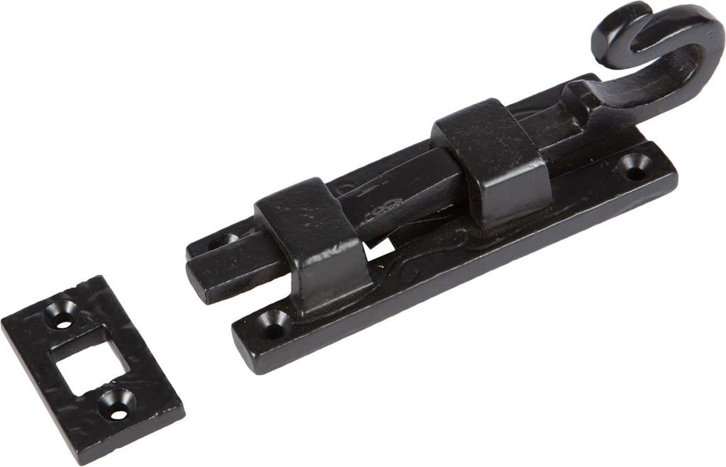 Cranked Shepherds Crook Bolzen Gusseisen Antike Türschrauben 110mm Schwarz