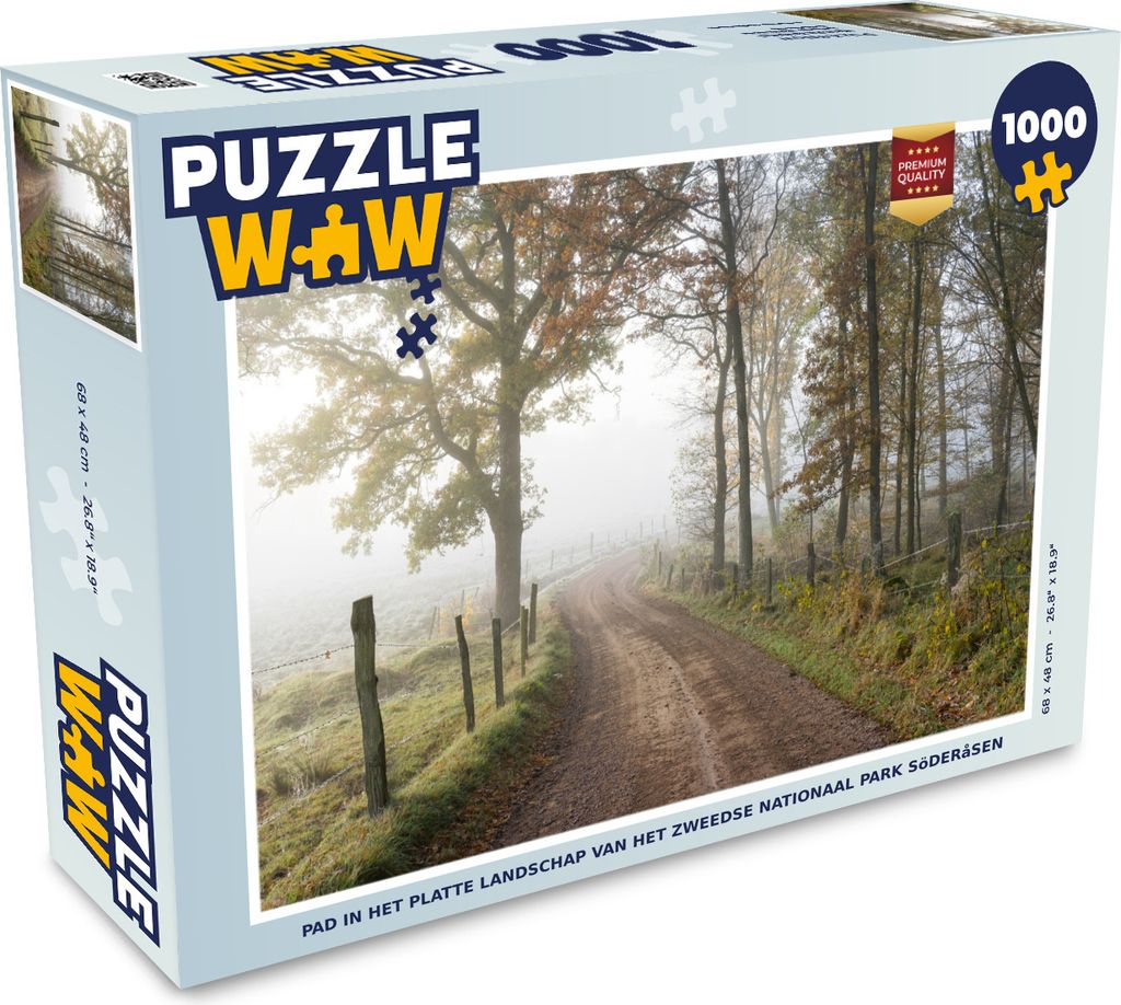 MuchoWow Puzzle 1000 Teile Pfad in der flachen Landschaft des Nationalparks Söderåsen in Schweden - Erwachsene - Rätsel