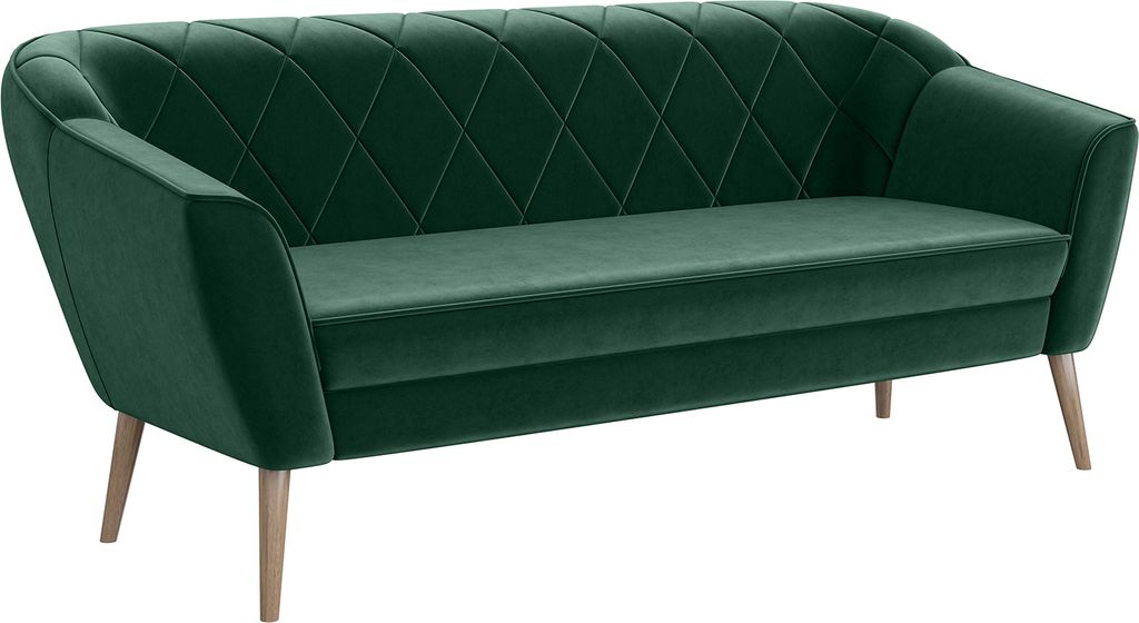 MEBLINI Mini Sofa 3-Sitzer für Wohnzimmer - Mini Lounge für drei Personen - Küchensofa - Sofa Klein - GISELA - 3 - Grün Samt