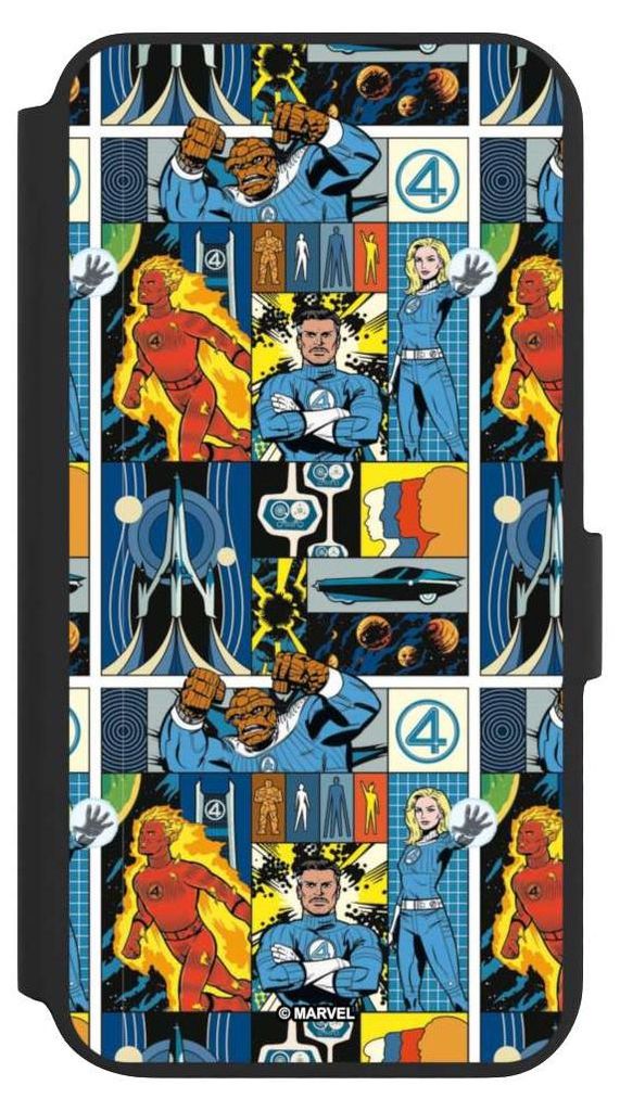 NIVOCASE Klapphülle für Samsung Galaxy S22+ Handyhülle aus Kunst Leder NIVOflip schwarz Offizielles Lizenzprodukt Marvel The Fantastic Four