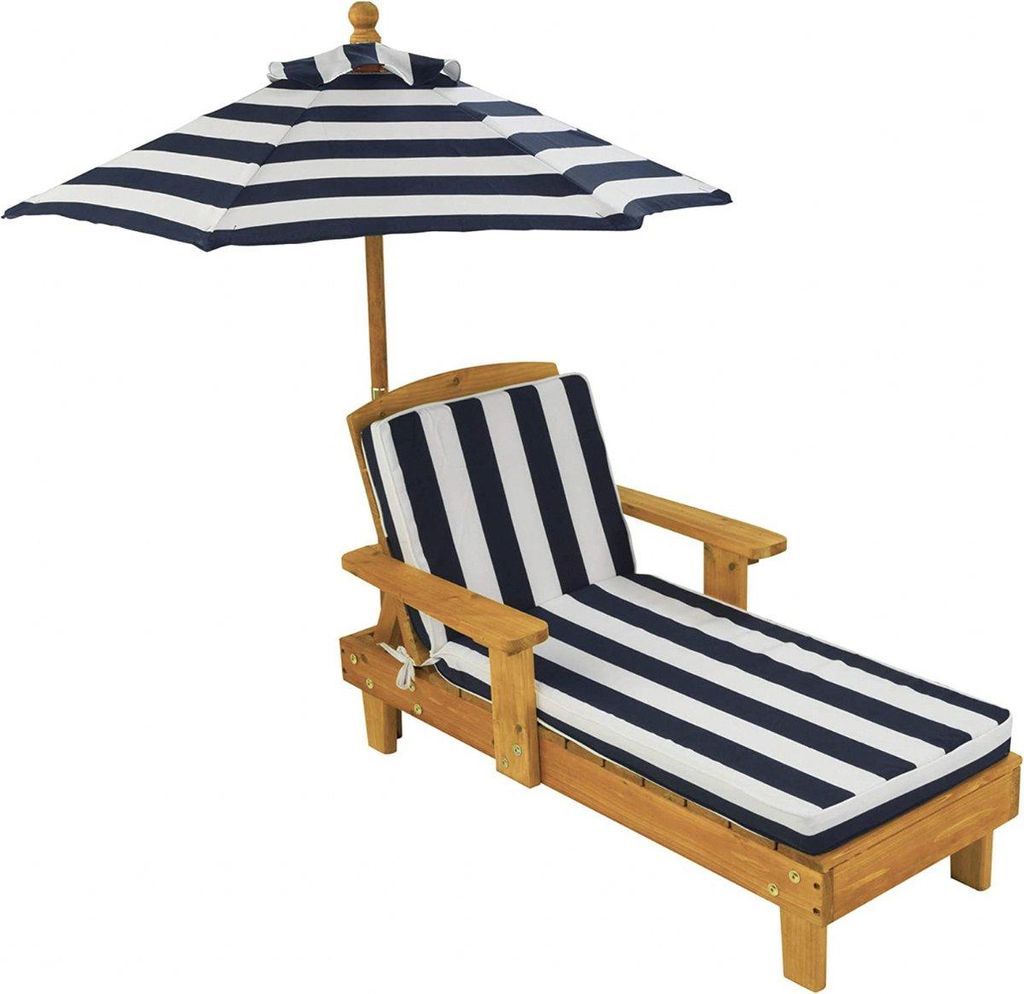 KidKraft - Liegestuhl mit Sonnenschirm – Marineblau