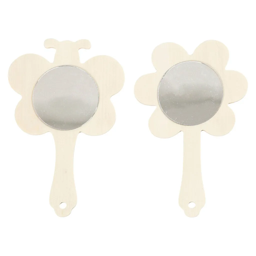 2 Specchi in Legno da Decorare 14 cm - Base Specchietto Mano Artigianale