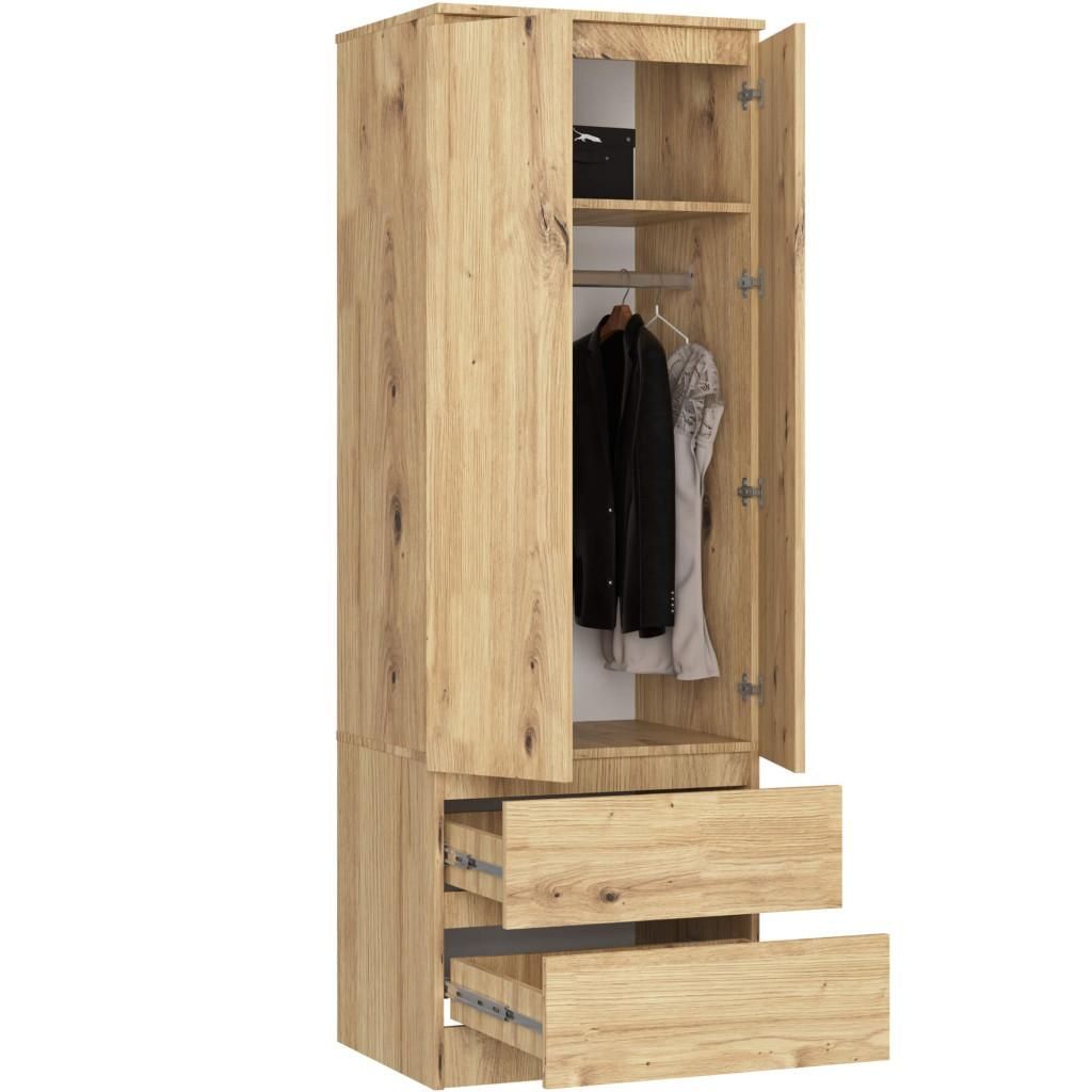 Kleiderschrank AKORD S60 Eiche Artisan 60 cm 2 Türen 2 Produktbild 