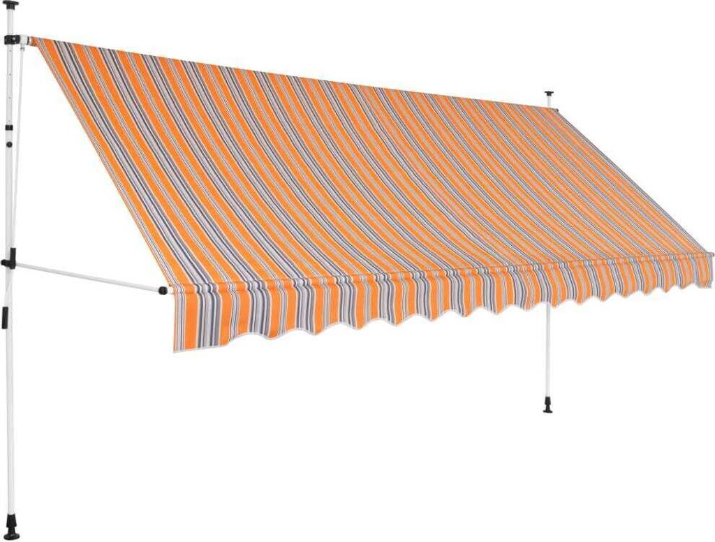 "2026 Promotion" Einziehbare Markise Handbetrieben 350 cm Gelb/Blau Gestreift - Markisen CC26237