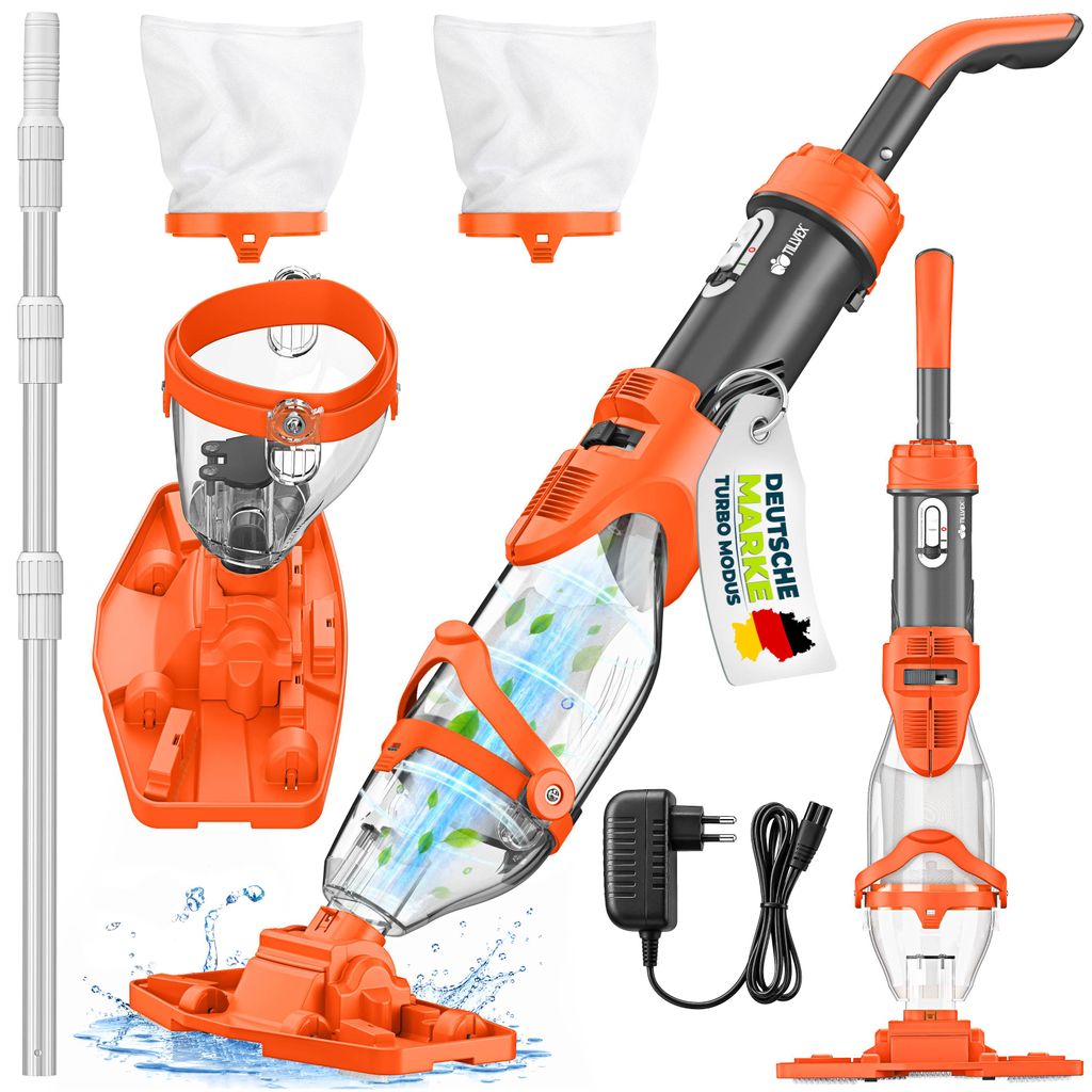 tillvex Poolsauger Orange/Anthrazit mit Akku & Produktbild 