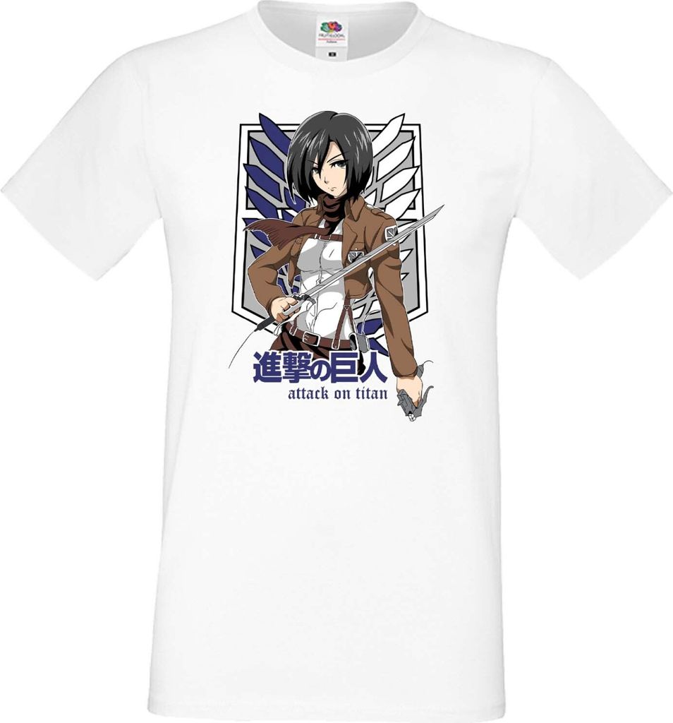 Herren T-Shirt Anime Manga Attack Anime On Titan Mikasa Ackerman 01 Ackerman Mikasa, Man XL / Weiß