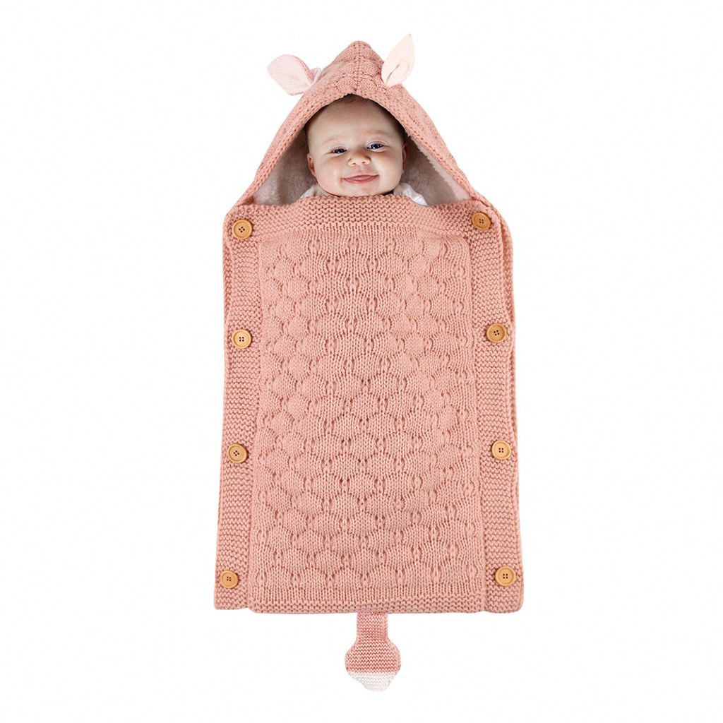 Baby Schlafsack für Kinderwagen Süße Samt Warme Tasche Gestrickt Schlafsack Neu 