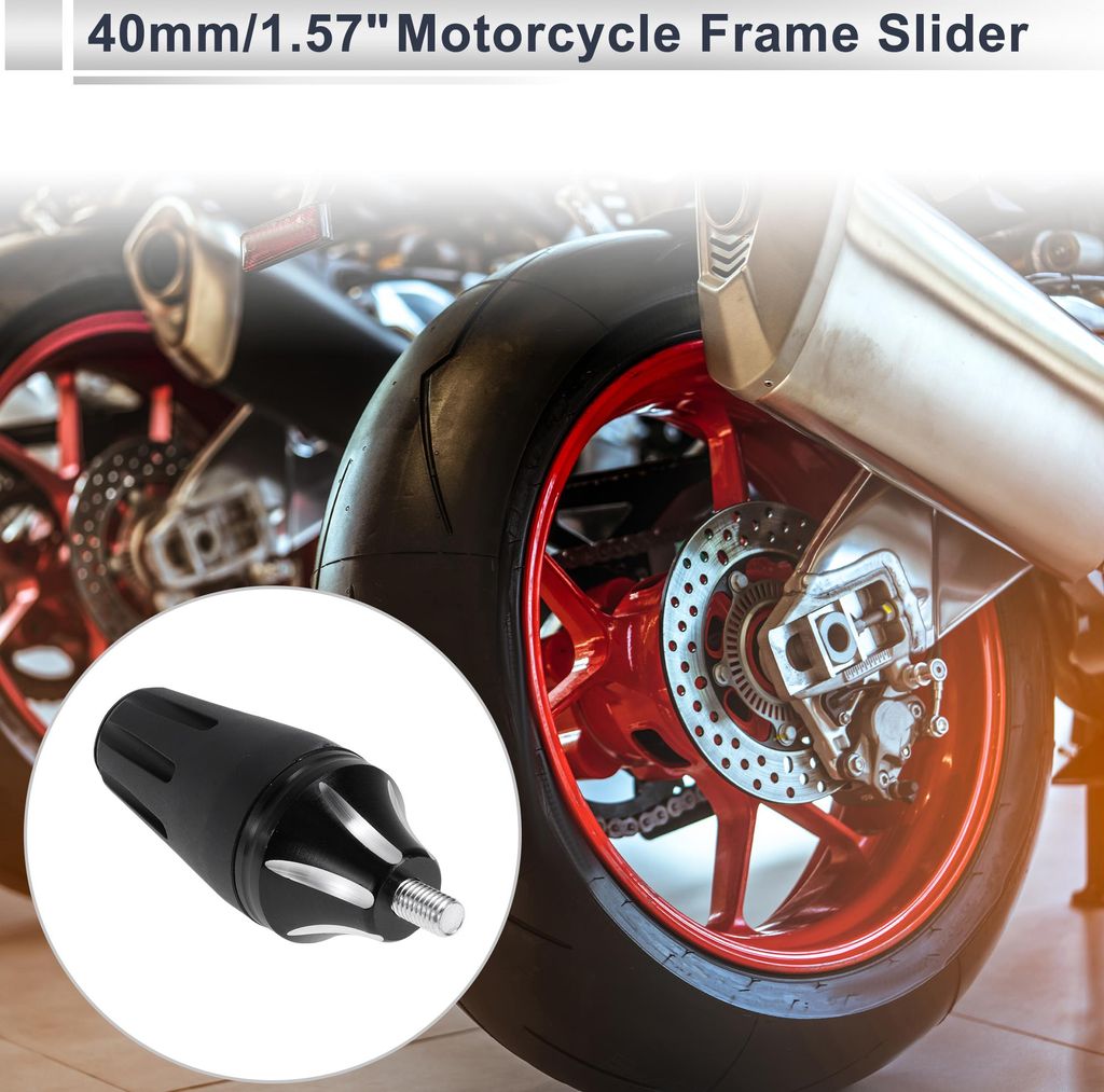 8mm Motorrad Slider Rahmen Aluminiumlegierung Kunststoff Radverkleidung Schutz Crash Pad Schutzbügel 40mm 118mm mit Bolzen Schwarz 1 Set
