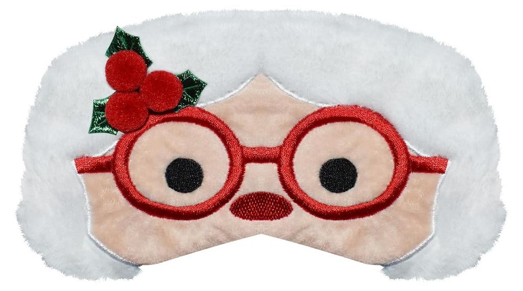Weihnachtsschlafmaske, weiche Plüschschlafmaske, originelle Reise-Augenmaske, Augenmaske mit Cartoon-Tierdruck für Damen und Herren (Weihnachtsbr...