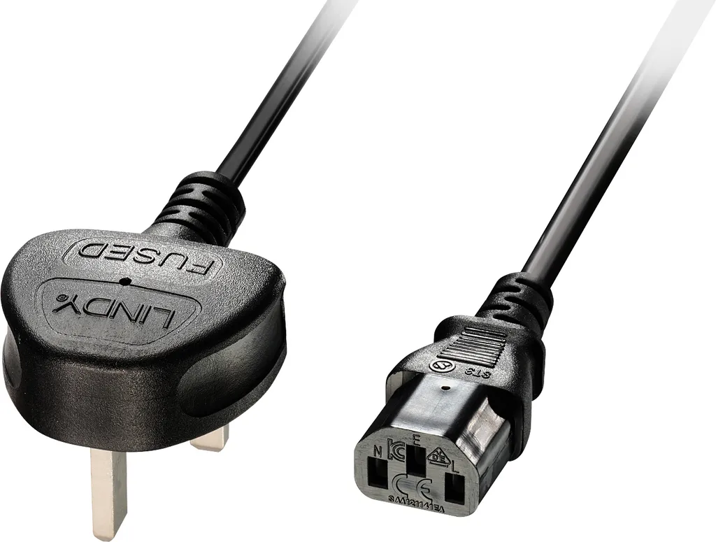 LINDY Câble Secteur UK vers IEC C13 de 5m - Cordon d'Alimentation Type G