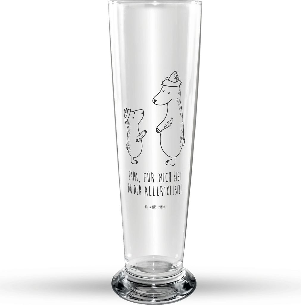Mr. & Mrs. Panda Bierglas Bären mit Hut - Transparent - Geschenk, Bier Glas, Vatertag, Glasbecher, Glasbierglas, Muttertag, Trinkglas, Family, Pap...