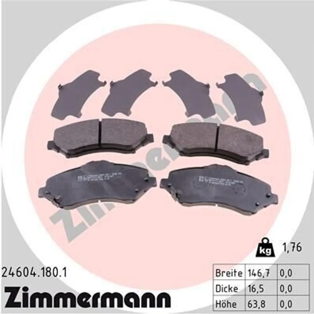 Jeu de plaquettes de frein à disque Zimmermann 24604.180.1 pour Freemont