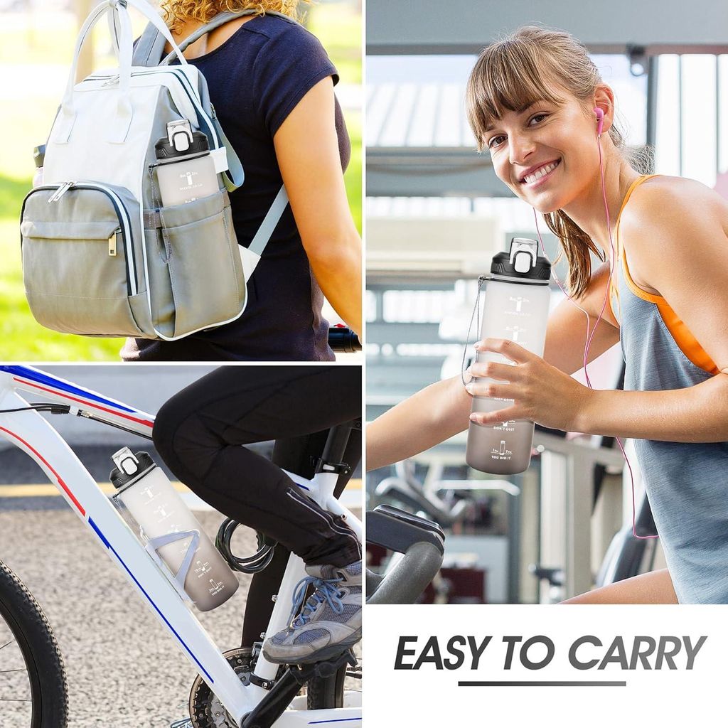 Wasserflasche 1 L - Wasserflasche 1 L, auslaufsichere und BPA-freie Sportwasserflasche für Sport, Fitness, Kinder, Schule, Universität, Fahrrad, ...