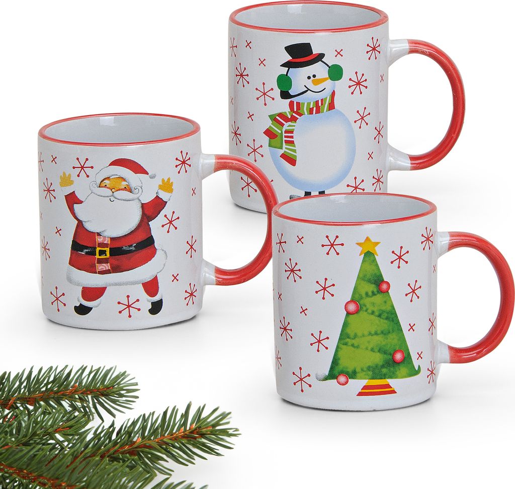 Weihnachtstassen 3er Set Weihnachtsbaum Schneemann Kaffeetassen