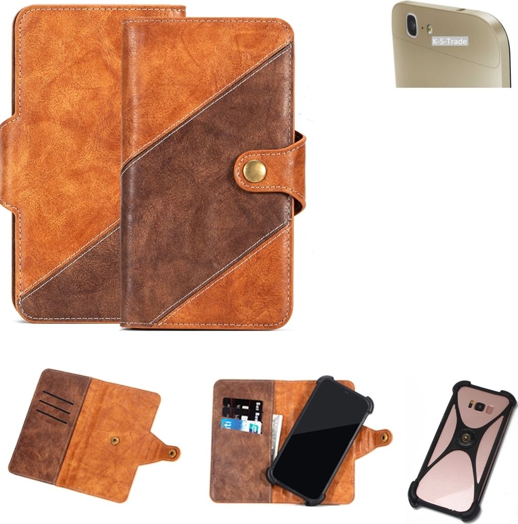 K-S-Trade Handy-Hülle Schutz-Hülle Bookstyle Case Wallet-Case kompatibel mit Huawei Ascend G7 Handy Cover Bumper Kantenschutz Smartphone dunkelbraun
