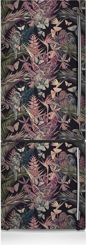 Aufkleber Kühlschrankmagnete Dekoration Kühlschrankfolie 60x190 cm - Vögel und Blätter