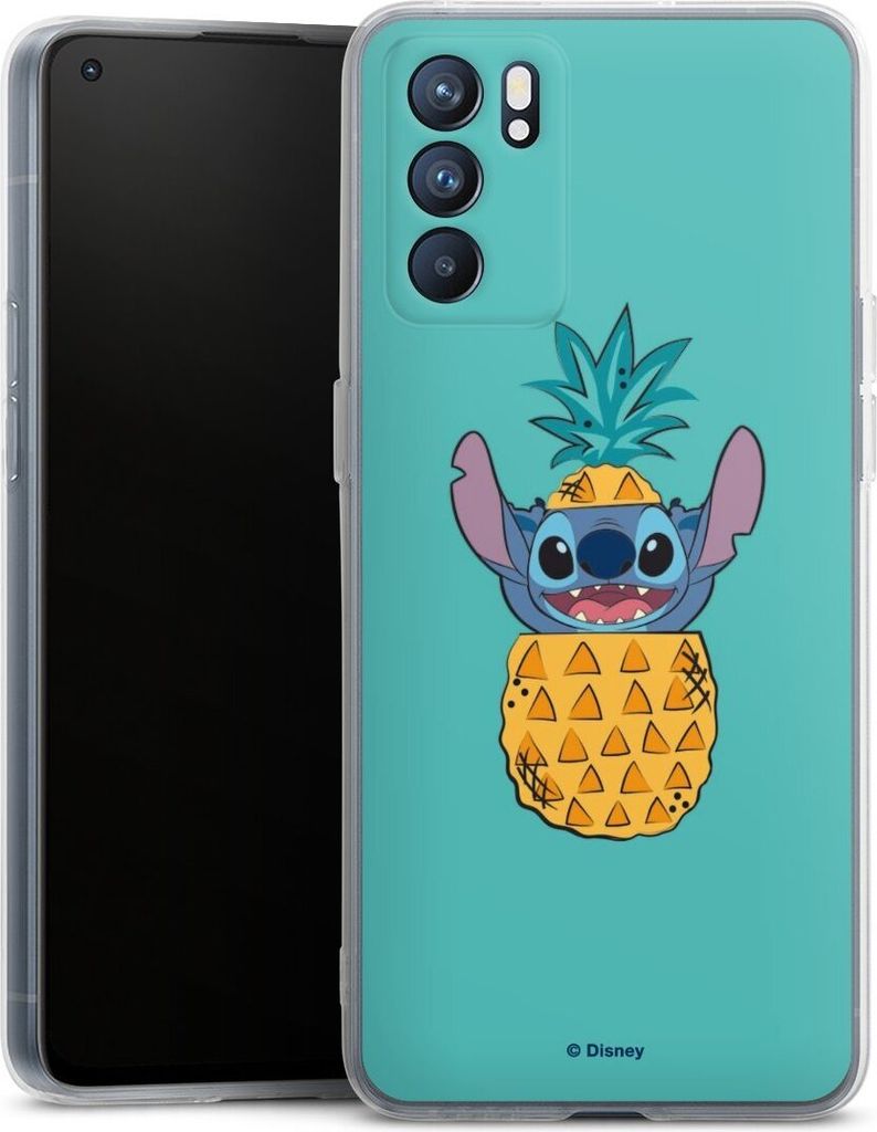 DeinDesign Handyhülle für Oppo Reno 6 5G Silikon Hülle Case Smartphone Schutzhülle Ananas Disney Lilo & Stitch