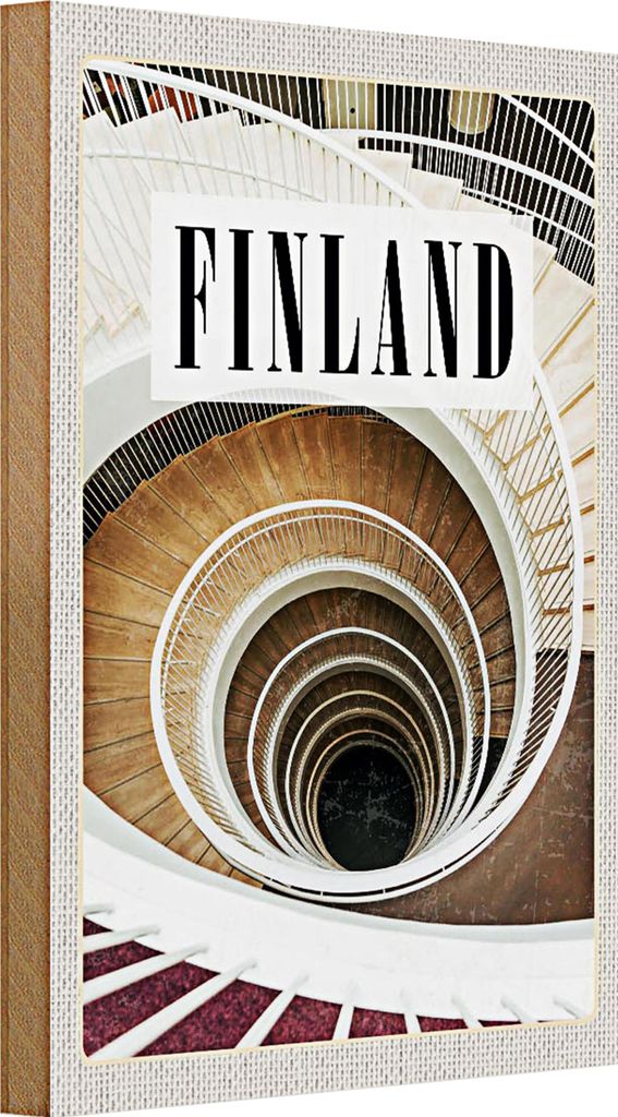 Holzschild Reise 20x30cm Finnland Treppen Gebäude Stuffen Gang