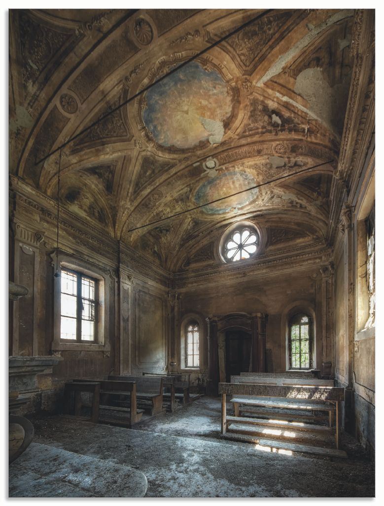 ARTland Wandbild Alu für Innen & Outdoor Lost Place Alte Kirche Architektur Größe: 30x40 cm