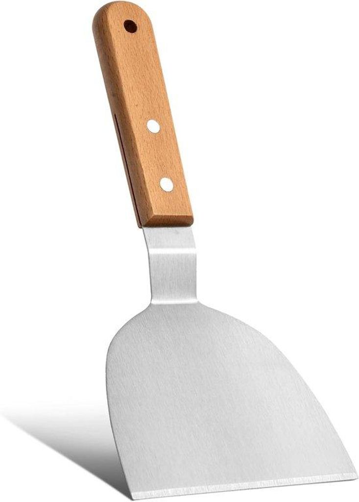 Metallenes Grillspatel mit Holzgriff, robuste Grill- und Pfannenspatel, ideal für Grillen, Braten und Pizza.