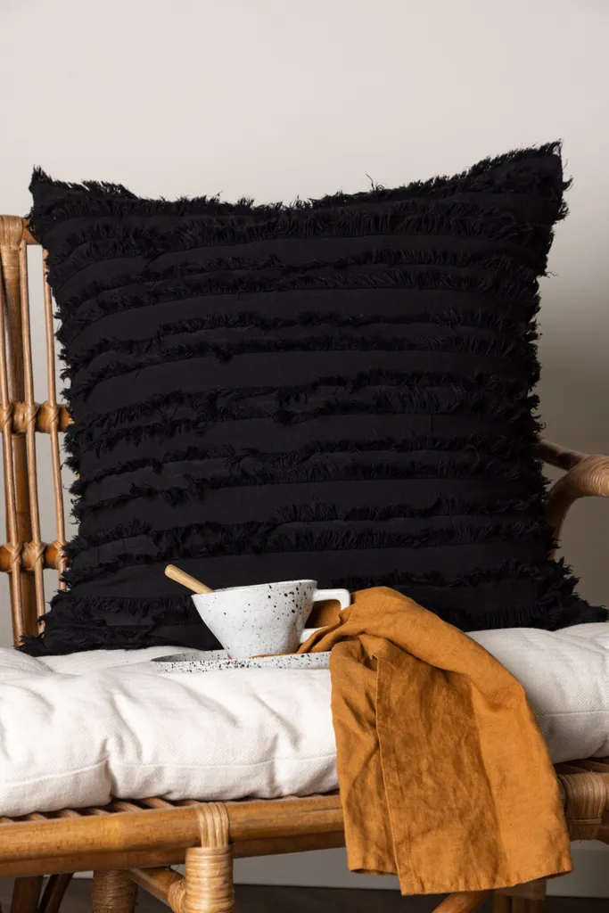 Fodera per cuscino Edith 60x60cm nera. - 4