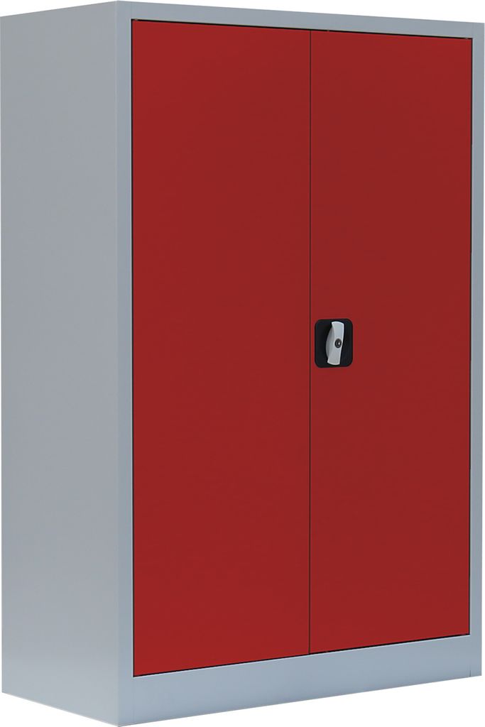 Stahl-Aktenschrank abschließbar Büroschrank Stahlschrank Grau/Rot 120x92x42cm