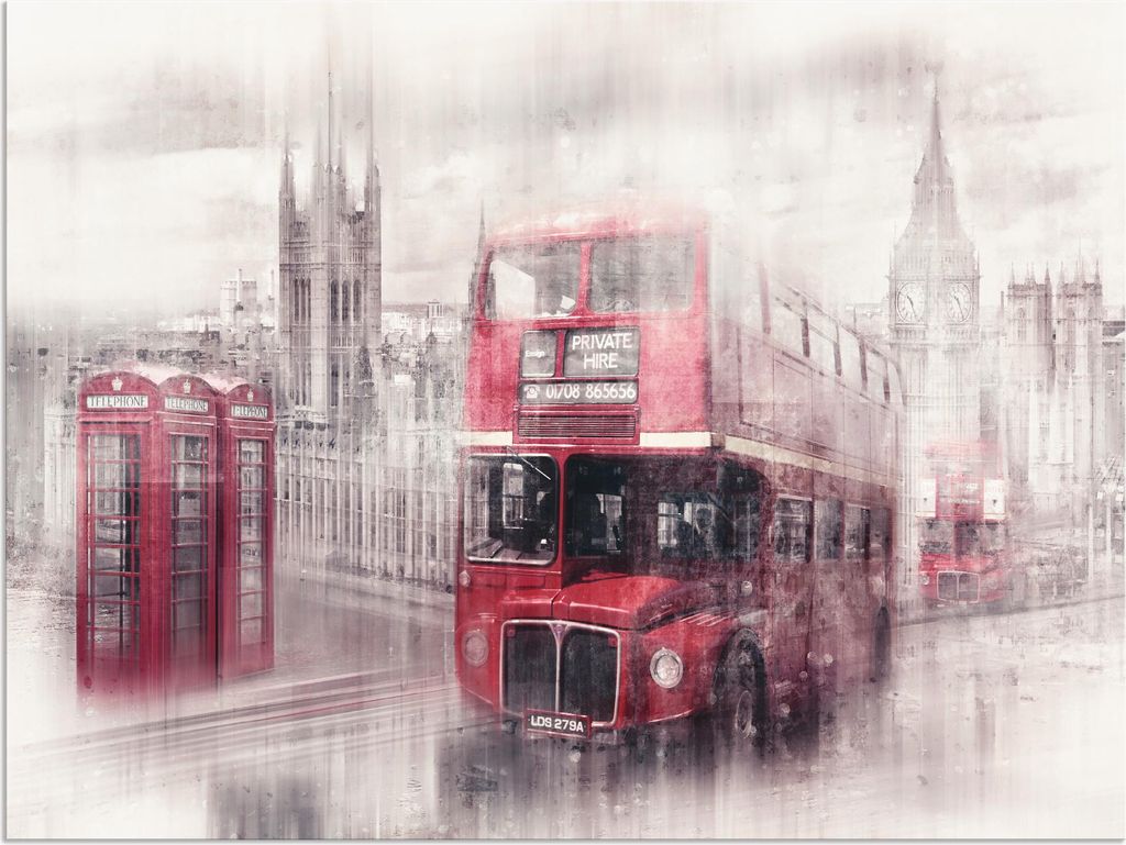ARTland Wandbild Alu für Innen & Outdoor London Westminster Collage Größe: 80x60 cm