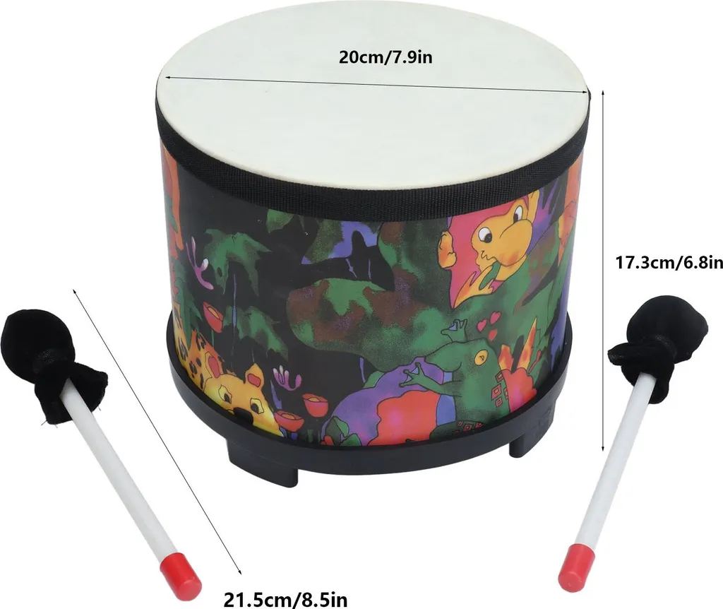 Instrument de musique pour enfant tambour de tom 8 pouces design mignon