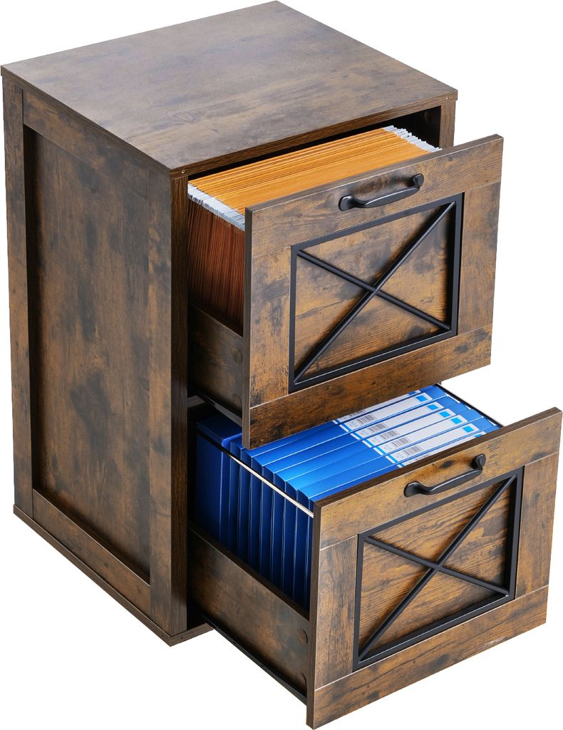 VEVOR Aktenschrank mit 2 Schubladen, vertikale Büroschränke aus Holz für Homeoffice, 2-stufiger Lagerschrank Materialschrank mit einstellbarer H...