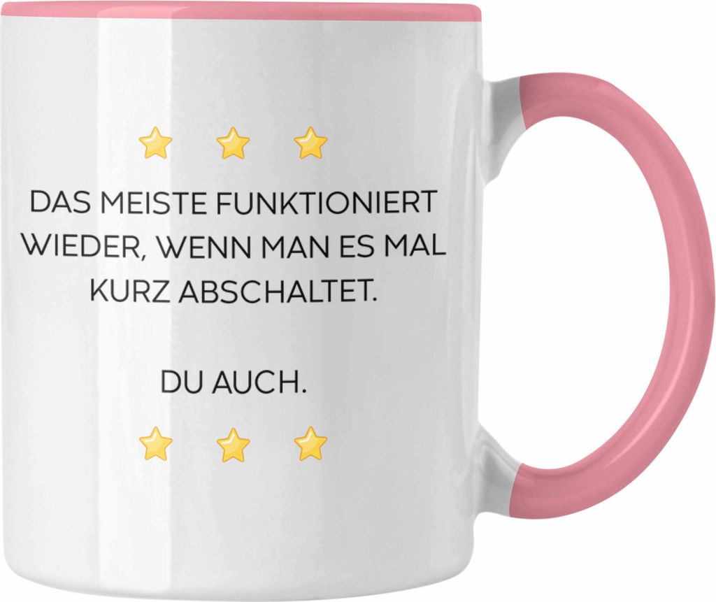Trendation - Lustige Tasse mit Spruch für Frauen Männer Arbeit Büro Lustig Tassen Becher mit Sprüchen Kollegin Geschenk Sarkasmus Müde (Rosa)