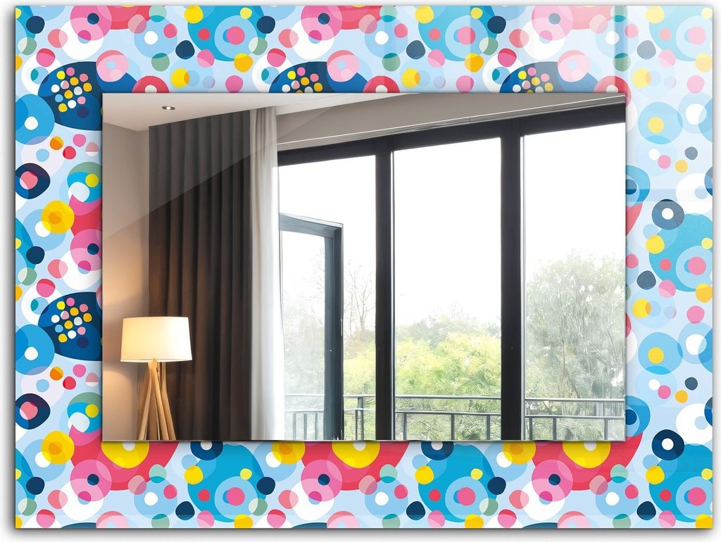 Bedruckter Spiegel - Wandspiegel - Dekorativer - Modern - 80x60 cm - Bunte Abstrakte Muster