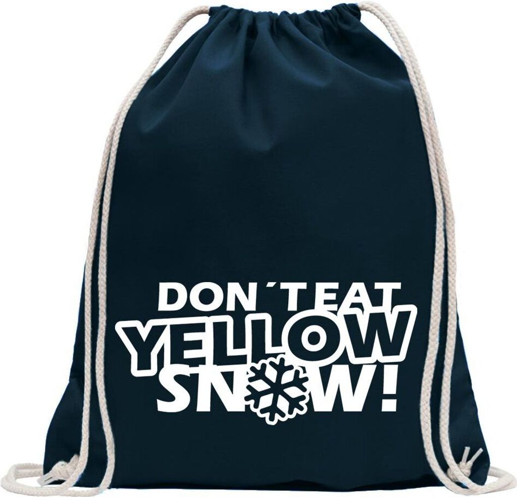 Kiwistar - Turnbeutel - dunkelblau - Dont eat yellow Snow - Fun Rucksack Sport Beutel Gymsack Baumwolle mit Ziehgurt