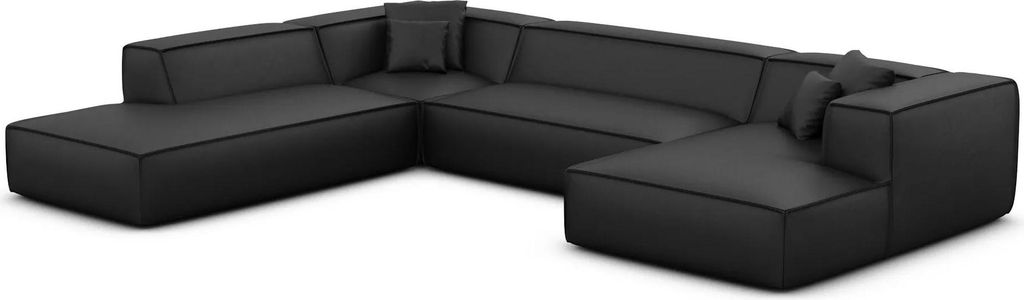Kunstleder U-Form XXL Lounge Wohnlandschaft Arelia Schwarz Rechts