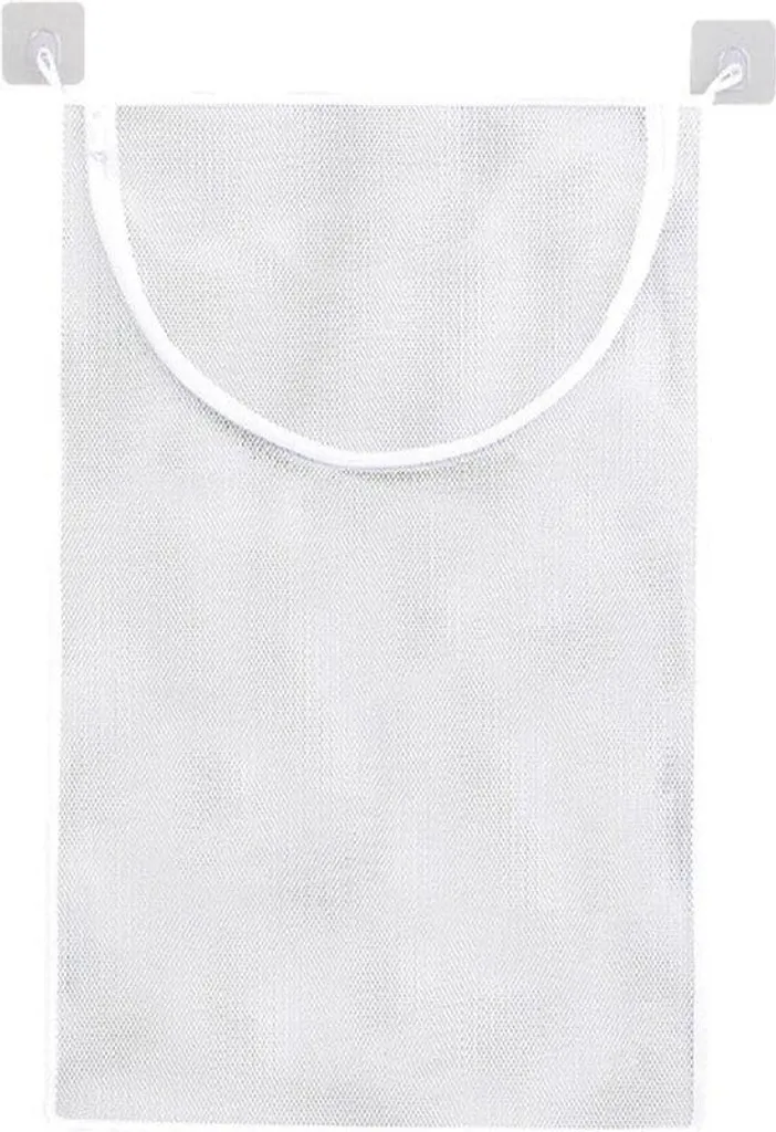 Panier à linge mural pliable blanc en filet respirant avec fixations
