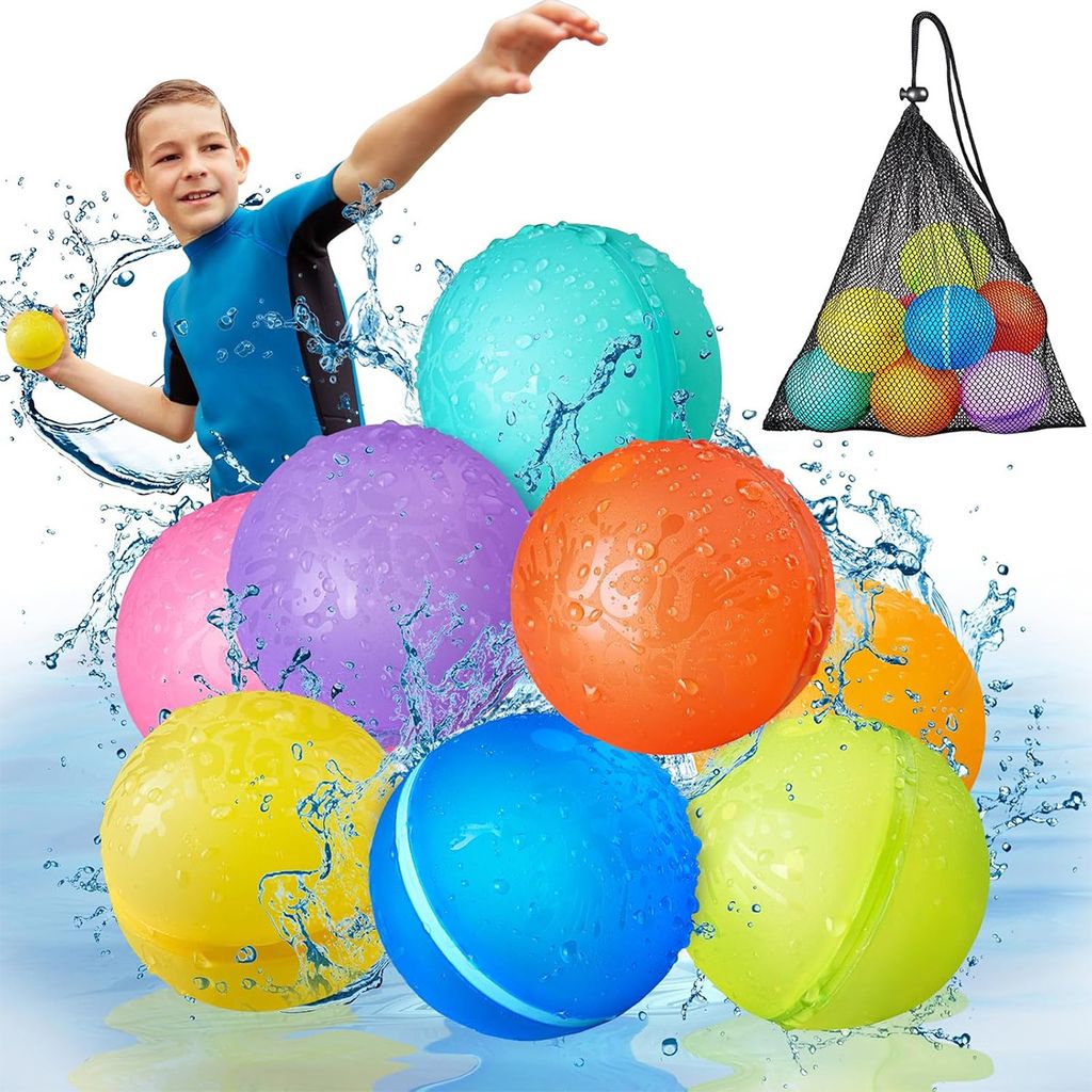 16 magnetische Silikon-Wasserbälle – schnell befüllbar, wiederverwendbar, bunte Farbvielfalt für Poolspaß und sommerliche Wasserschlachten