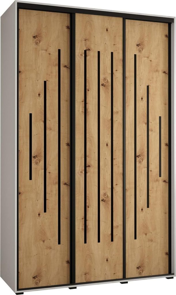 MEBLE KRYSPOL Davos 12 Schrank, drei Türen - 235,2x150x45 cm - Weiß Artisan Schwarz