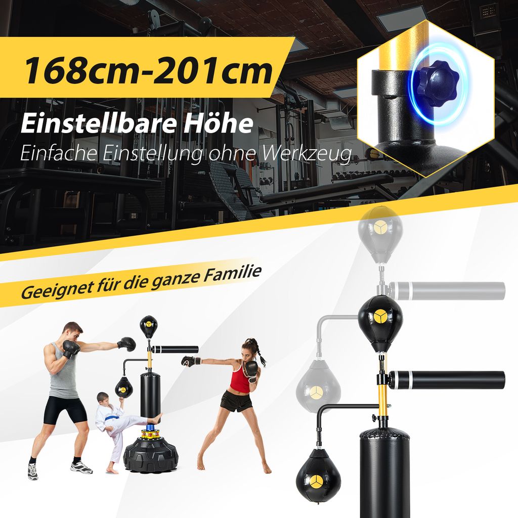 COSTWAY Punchingball stehend, 360° Reflexstange, Produktbild 2