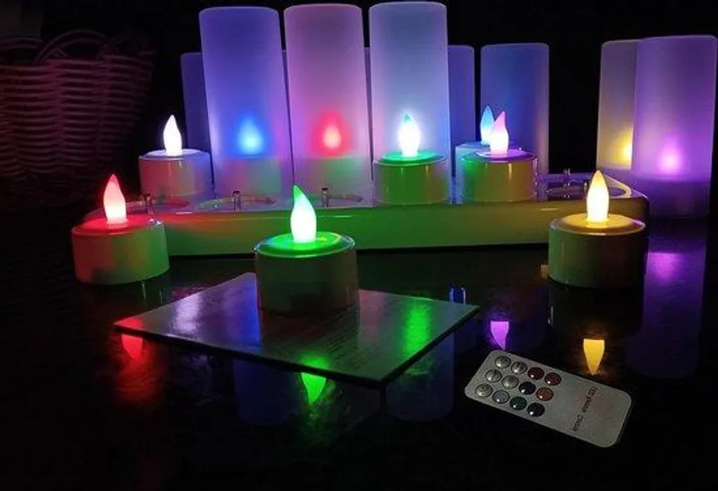 Bougies LED scintillantes lot de 12 rechargeables pour table de fête
