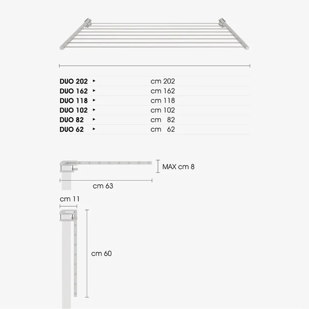 Foxydry Duo, stendibiancheria da balcone, stendibiancheria da balcone, stendibiancheria da balcone, pieghevole, robusto stendino da esterno in acciaio inox e alluminio, per terrazze, balconi e ringhiere - antracite 118 cm - 10