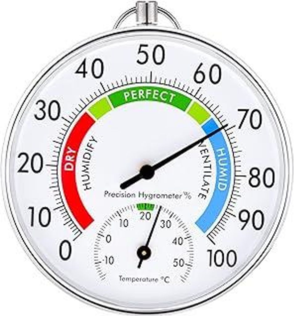 Thermometer Aussen - 10cm Kabelloses Wandmontiertes Thermometer und Hygrometer, Analoges Thermo-Hygrometer Geeignet für Häuser, Gewächshäuser, ...
