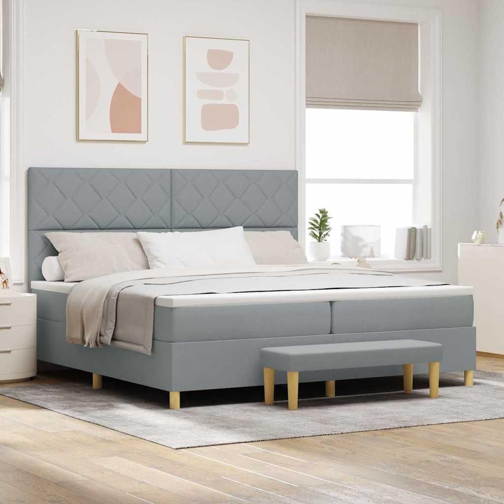 Maison Exclusive - Boxspringbett mit Matratze Hellgrau 200 x 200 cm Stoff